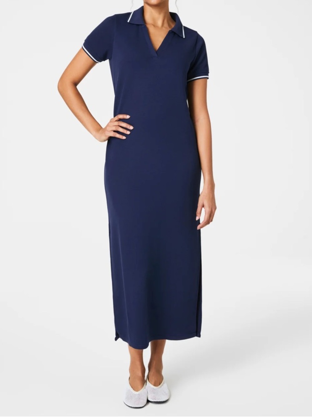 Spanx Air Essentials Pique Polo Midi Dress Size Medium